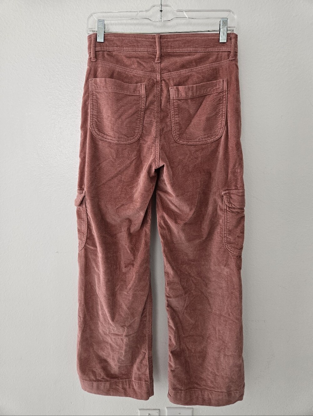 American Eagle  Corduroy Cargo Pants Dusty Pink Size 0R Y2K Wide Leg - Picture 6 of 16